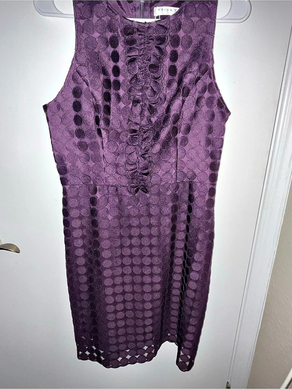 Trina Turk Polka Dot Mini Dress in Purple Size 4 Like New
